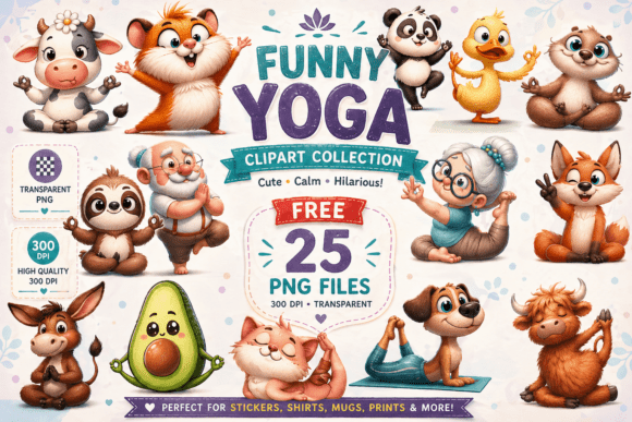 25 Funny Yoga Clipart: Whimsy for Your Designs