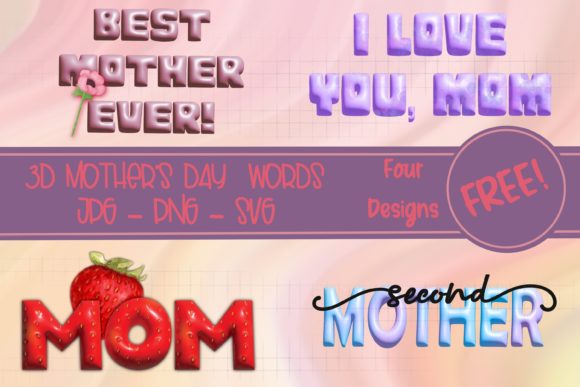 3D Mother's Day Words - FREE! -3 Formats