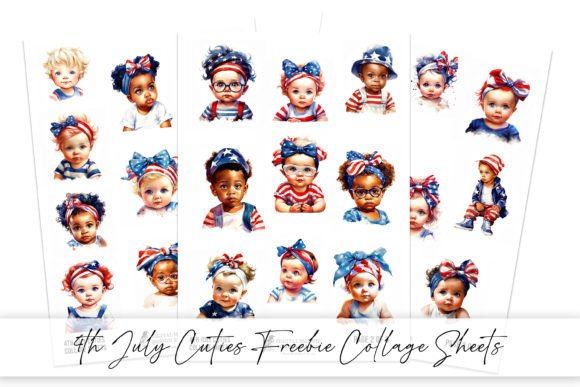 Adorable 4th July Watercolour Cute Kids Freebie