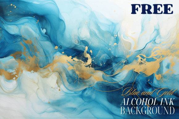 Blue Gold Alcohol Ink Background FREE: A Designer's New Best Friend