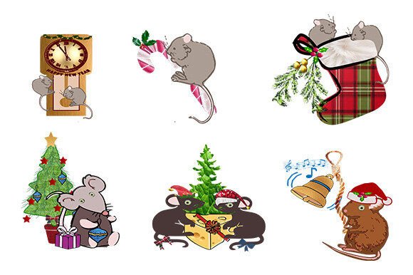 Christmas Mouse Set: Adorable Clipart for Holiday Projects