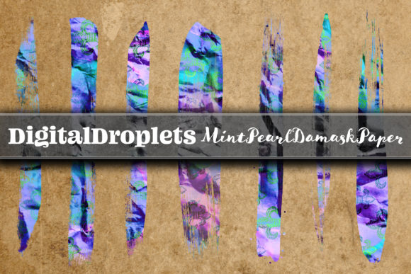 Elevate Projects with MintPear Damask Paper Brush Strokes