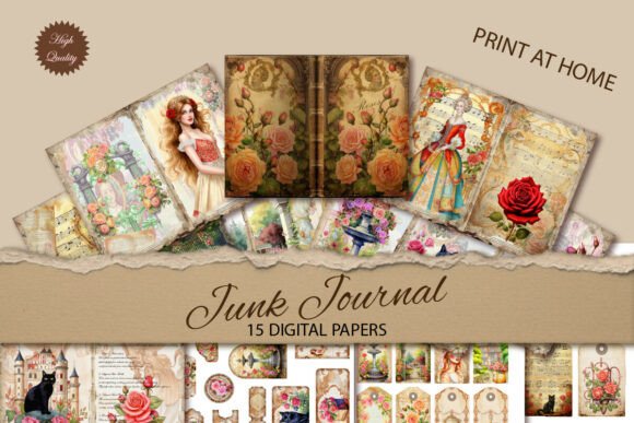 Roses Junk Journal Paper Backgrounds: A Vintage Touch for Modern Projects