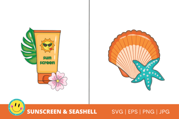 Sunscreen and Seashell Vector: SVG & PNG for Summer Designs